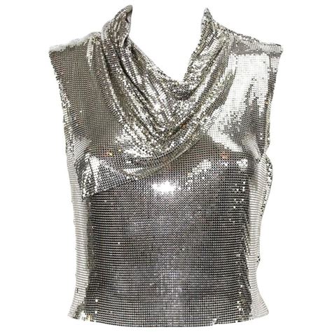 versace metal button 90s silk shirt|Metal Mesh Georgette.